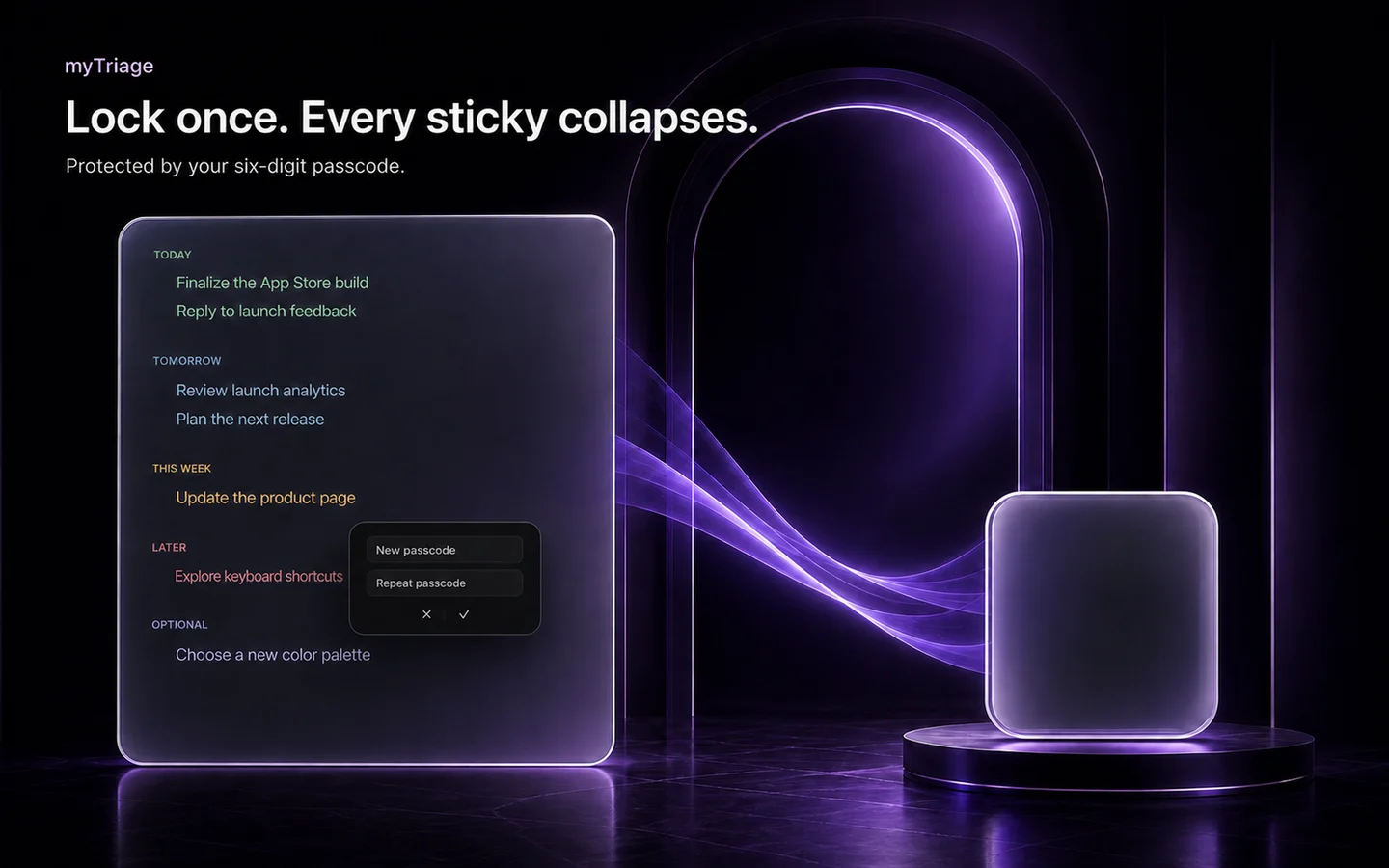 myTriage sticky collapsing after the app is locked with a six-digit passcode