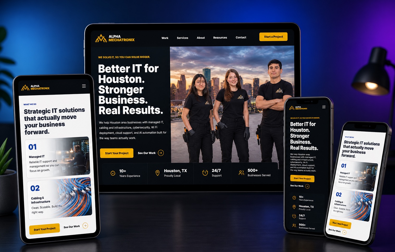 Website design and web development showcase displayed on multiple modern devices